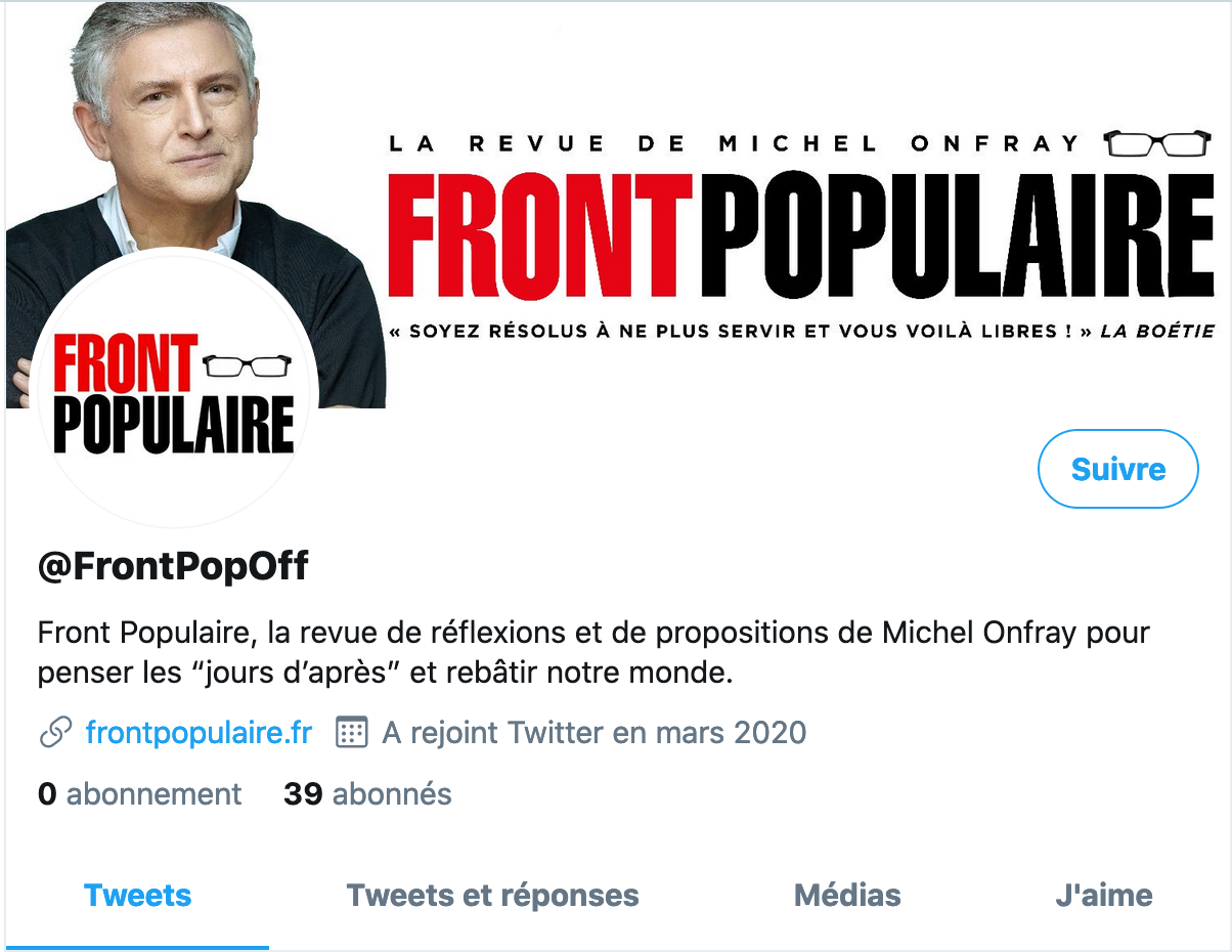 Front populaire Onfray Twitter